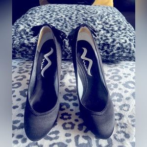 Nina Black Satin Pumps
